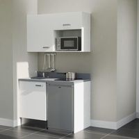 Kochnischen K07L - 120 cm - weiß - Cromo - Spüle links + Haushaltsgeräte Edelstahl
