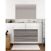 Set da bagno Ibiza 2 cassetti - 8 colori diversi - 15 misure - Include mobili, lavabo e specchio - Rovere Smoky 80x40Cm