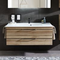 Meuble de salle de bain Carat Ligne 212 Azurlign Diamètre 120 cm Couleur Chêne Riviera Colonne de rangement Sans colonne Armoire de toilette Avec armoire de toilette Accessoires Sans porte serviette