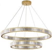 Bohemia 100 Double - Lampadario in cristallo a due file con anello LED, 100 cm, oro
