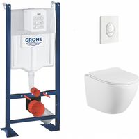 Pack WC Grohe Rapid SL Project + Cuv. KELOS Flush Blanc Mat + Plaque blanche