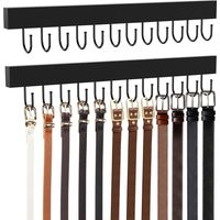 Set mit 2 Wandhaken aus Holz mit 24 Metallhaken, 360° drehbar, große Tragkraft, schwarz