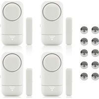 Lot de 4 capteurs magnétiques sans fil pour portes et fenêtres, compatibles avec les systèmes de surveillance domestique, la sécurité enfant, les alarmes antivol et les systèmes d'alarme, sirène de 12