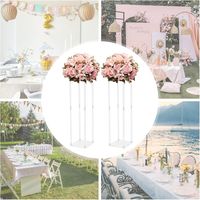 2pcs Wedding Flower rack, acrylique mariage géométrique vase colonne rack, fête de mariage fête d'anniversaire décoration de la maison (transparent)