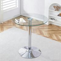 Tavolo moderno e minimalista con trave in vetro: con un diametro di 89 cm e un'altezza di 92 cm, è la scelta ideale per chi desidera una struttura leggera ed elegante.
