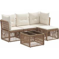 Ensemble de canapé de jardin 5 pcs Beige polyrotin vidaXL