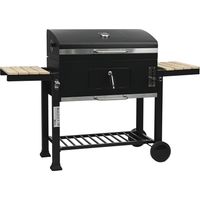 Barbecue a carbonella "Marquis" con ripiani laterali e griglie regolabili - Nero