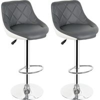 Lot de 2 Facile à Nettoyer Tabouret de Bar avec siège Bien rembourré en Cuir Artificiel Chaise de bar Similicuir noir - gris + blanc
