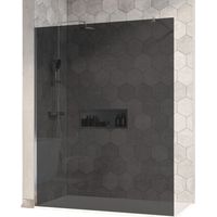 BERNSTEIN - Mampara de ducha fija de cristal con entrada lateral, ahumada, EX101, 200x160cm 1600 mm