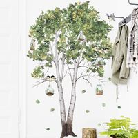 Pegatina de pared de árbol extraíble, decoración artística DIY, mural verde para sala de estar, dormitorio, armario de ventana.
