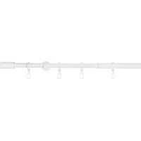 ondeco Gardinenstange ausziehbar 1-lauf, Vorhangstange Fenster Wandmontage, Endstück Rille Komplettgarnitur Teleskopstange 16/19 mm mit Ringen - Weiß - 210-400 cm
