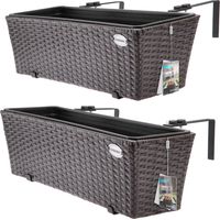 Casaria – Bac à fleurs en polyrotin 60x20x19 cm – Jardinière résistante aux intempéries – Pot intérieur amovible – Support en acier galvanisé