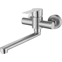 Robinet de Cuisine Mural 110 mm, Mitigeur d'Evier Mural Rotatif à 150°, Robinetterie Encastré Monocommande en Acier Inoxydable 304, Bras Pivotant 21 cm, Aérateur Démontable, Brossé