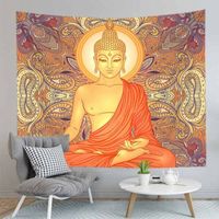 Buddha Statue Meditation Tapestry Wall Hanging Mandala Tapestries Walls Cloth Psychedelic Yoga Mat Boho Home Decoration