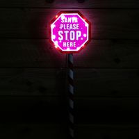 80cm Premier Christmas Outdoor Santa Stop Here Sign with Warm White LEDs