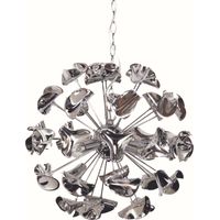 Lustre boule 4 lumières en métal chromé – Plafonnier intérieur – Compatible lampes LED E14 – Usage décoratif moderne – Sampa