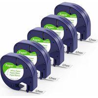 Fimax Compatible DYMO LetraTag Cinta de Papel 91200 12 mm x 4 m Negro sobre Blanco, Recambio para Etiquetadora Dymo Letratag XR LT-100H LT-100T XM (Dymo Letratag Paper White Label Tape S0721510 )
