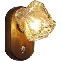 Lampe de chevet murale vintage en bois de noyer, lampe en verre, style moderne