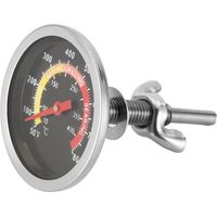 Stainless steel BBQ grill thermometer, smoking thermometer, temperature display 10-400 °C, stainless steel