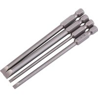 4Pcs S2 Alloy Steel Magnetic Flat Head Screwdriver Bit 1/4" 100mm