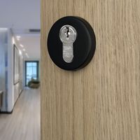 Ouvre&Déco – 2 rosaces de poignée de porte rondes MIRA trou de cylindre, Aluminium noir mat