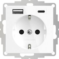 2USB 2U-449511 1 parte presa contatto di terra con uscita di ricarica USB, Protezione per i bambini, VDE IP20 Bianco pu