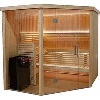 Cabine de sauna Harvia d'angle 206 x 203,3 x 202 cm 3 ou 4 personnes poêle à sauna fournis