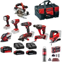 Einhell Pack de 9 outils sans fil PXC (18 V, pack machines PXC) Livré avec 2 Batteries 2,5Ah, une Batterie 4,0Ah, 2 Chargeurs et Accessoires