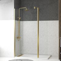 paroi de douche et volet pivotant 100+40x200 cm - profilé + barre de fixation or doré brossé