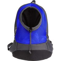 Zaino per animali domestici per cani di piccola taglia, gatti e cuccioli (massimo 8 kg), borsa da viaggio anteriore e posteriore in morbida rete traspirante, 42 38 20 cm - Blu