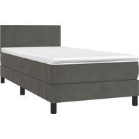 Struttura letto a LED con testiera a molle, materasso 90x200 cm, tessuto in velluto grigio scuro TDL0208245