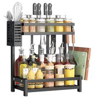 Skecten – Étagère à épices 2 niveaux 34 x 21 x 41.7 cm – Matériau robuste – Pour rangement optimisé des condiments en cuisine