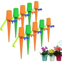 Lot de 10 flacons d'arrosage auto pour irrigation goutte-à-goutte des plantes, avec vannes de contrôle.