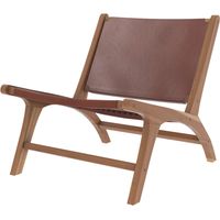 Fauteuil en teck et cuir lisse marron - KUNA