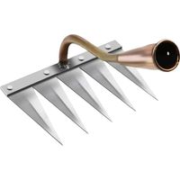 Rateau De Désherbage - Acier Trempé Haute Teneur En Carbone - Pour Jardinage Extérieur Et Entretien De Pelouse - 5 Dents - 1 Pièce