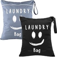 Sac a linge de voyage impermeable motif smiley noir 38x48cm sac de rangement indispensable pour voyage