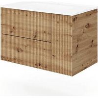 SUPORT SUSPENDU MOBILE POUR SALLE DE BAINS AVEC LAVABO MODÈLE TRIO CANNETTATO Dimensions : 81 x 46 cm Tabac