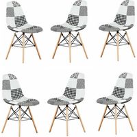 Set of 1/2/4/6 Chrono Patchwork Eiffel Dining Chair - Set of 6 - Multicoloured