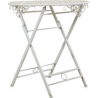 Biscottini – Table basse pliante en fer forgé – Table ronde de jardin 70cm – Style shabby chic – Résistante aux intempéries – Artisanale et unique