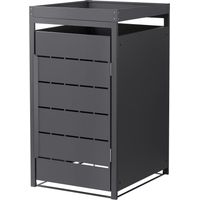 ML-Design Copribidone da Spazzatura in Acciaio Antracite 68x80x124 cm per 1 Bidone 240L con Porta e Tetto a Fioriera, Resistente alle Intemperie, Cassonetto Copribidone, Deposito per Bidoni di Rifiuti