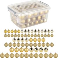 Set mit bruchsicheren goldenen Weihnachtskugeln, 70-teilig