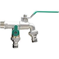 Ahlsen Doppelter Gartenhahn, Wasserhahn für den Außenbereich, Zinklegierung, Wasserhahn mit doppeltem 3/4-Zoll-Auslass und 1/2-Zoll-Einlass, rost- und frostbeständig, ideal für Gärten, Regentanks, Was