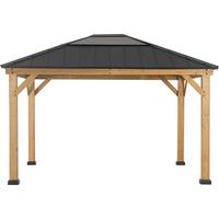 Zedernholz Gazebo BRURI in Anthrazit - 336cm x 394cm