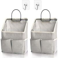 Confezione da 2 borse portaoggetti da parete, organizer da parete con tasche, cestino portaoggetti sospeso per dormitorio, bagno, camera da letto (grigio migliorato)