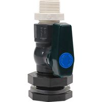 Vanne pour réservoir d'eau de pluie en PVC de 3/4", avec raccord fileté traversant.