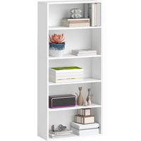 Mobile Libreria a 5 Ripiani con 3 Scaffali Flessibili, , 60x24x133.5 cm, Bianco