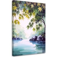 Impresión de Imagen Paisaje japonés hojas de arce naturaleza verde 80x120
