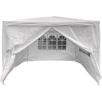 Pavillon Gartenpavillon weiss mit Seitenverkleidung 2.9x2.9x2.45m Partyzelt Zelt