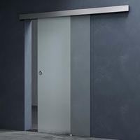 Mai & Mai Porta Scorrevole in Vetro 90x215cm, Porta Scorrevole in Vetro Satinato 8mm con Binario e Maniglia Rotonda per Bagno Cucina Studio Ufficio, Amalfi TS12H-900