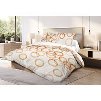 Parure de couette 3P "Louna" 260 x 240 cm Circle Orange King size Coton Pur - -